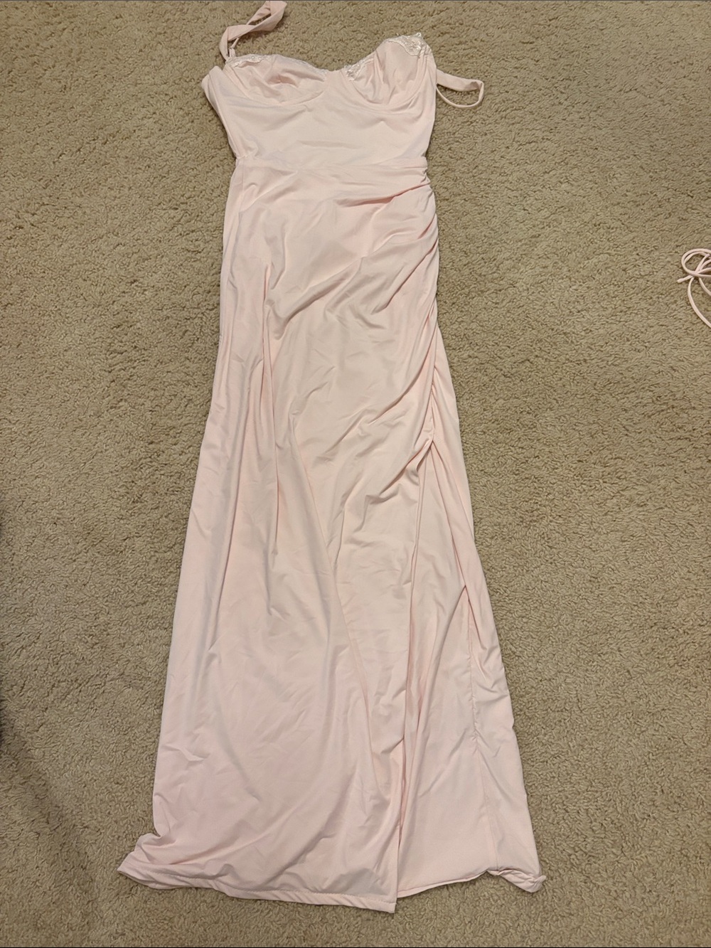 Lucy in the Sky Light Pink Ruched Maxi Dress